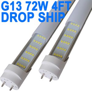 4 Ft T8 LED-buislamp 72W G13-basis 4 rijen 6500K ballast-bypass vereist, dual-end aangedreven, 72W vervangende LED-lampverlichting, AC 85-277V, vervangen kast fluorescerend crestech