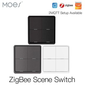 4 Gang Tuya Zigbee Wireless Control 12 Scene Switch Push Button Controller Batterij Powered Automation Scenario voor Tuya -apparaten3921338