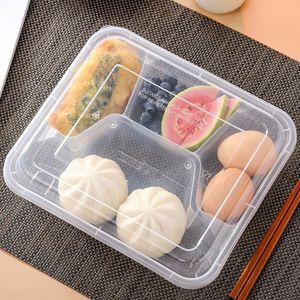 4 Grid Wegwerp Take Out Containers Plastic Bento Box Maaltijd Opslag Eten Prep Lunchboxen