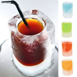 4 grilles tasse à glace fait moule été bricolage colonne glaçons plateau moules Bar fête Cocktail glaçons moule Silicone bleu glace moule La Taza De Hielo De 4 Rejillas Hace Molde