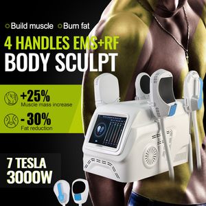 4 poignées 7 Tesla appareil électrique d'entraînement de stimulation musculaire appareil de fitness EMS sculptant le corps masseur de renforcement musculaire Machine Emslim/Emslim Neo avec Rf