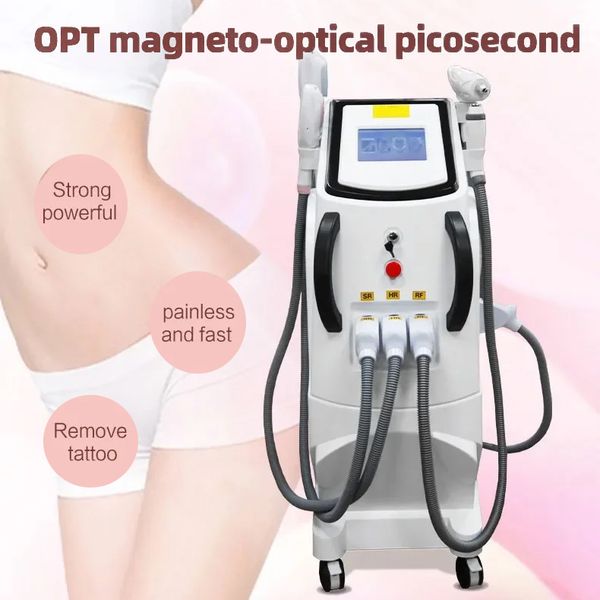 4 poignées multi-effet lavage rapide des tatouages épilation permanente lumière pulsée optimale IPL + machine laser picoseconde avec salon anti-âge de rajeunissement de la peau RF