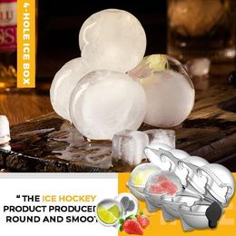 4-Hole Bar Silicone Ice Ball Maker Whiskey Hockey Ronde Mold voor de zomer van Drinking Kitchen Gereedschapaccessoires