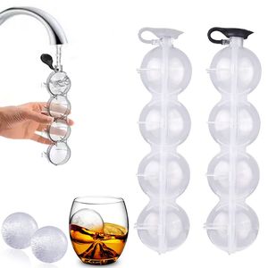 4 Hole Ice Cube Cream Makers Round Ice Hockey Mold Whisky Cocktail Vodka Ball Ice Mould Bar Party Kitchen Tool For Cocktails Keep Drinks Chilled
