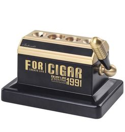 4 trous V-Cigare coupe-métal plaqué or banc ciseaux à cigares outil de coupe économe en main-d'œuvre luxe bureau en acier inoxydable couteau à cigares accessoires pour fumeurs