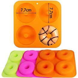 4 holes cake schimmel 3D siliconen donut mallen niet -stick bagel pan patch chocolade muffins donuts maker keuken accessoires gereedschap fy2674 c1110