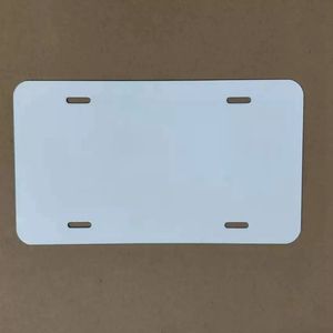 4 holes White Sublimation License Plate Decor Square Aluminum Blank Car Number Plates Dye Coated Hanging Advertising Panel 200pcs Sea Shipping DAP482