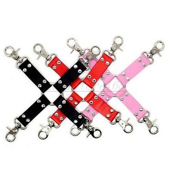 Bondage 4-Hook Cross Strap Heavy Duty Hogtie-Black Pink Red - Hog Tie Restraint #R32