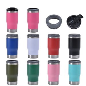 Gobelet de tasses à café refroidisseur de canette 4 en 1 de 14 oz avec ouvre-bouteille de bière froide mince de 12 oz à double paroi en acier inoxydable tasses à boire de voyage isolées sous vide avec deux couvercles