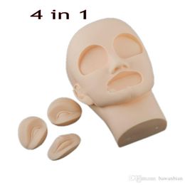 4 in 1 3D Permanente Make-up Wenkbrauw Lip Tattoo Practice Skin Mannequin Head met 2 stks ogen + 1pc lip