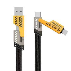 4 en 1 65W Cable de cable de carga rápido para IP Android USB Tipo C Cable de cargador Multi Puerto Múltiple Cable de carga USB Cargador de teléfono celular con caja