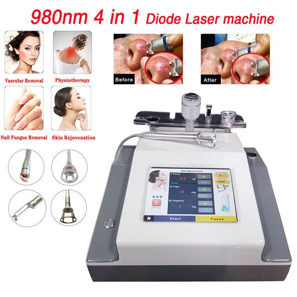 Máquina láser de diodo 4 en 1, 980nm, eliminación de venas vasculares, eliminación de hongos en las uñas, fisioterapia, alivio del dolor de espalda, rejuvenecimiento de la piel