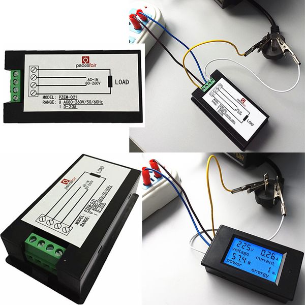 4 en 1 ammeter Voltímetro Wattmeter AC 80-260V 0-100A 20A LCD Pantalla digital Voltaje de energía energía Watt Medidor