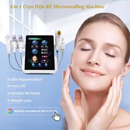 Machine anti-rides 4 en 1 pour Lifting du visage, raffermissement de la peau, ultrasons Rf, amincissant, Microneedling, Hifu