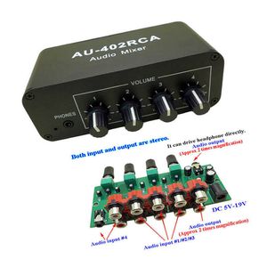 Panneau mélangeur de signal audio 4-en-1 stéréo multicanal RCA DC 5V-19V