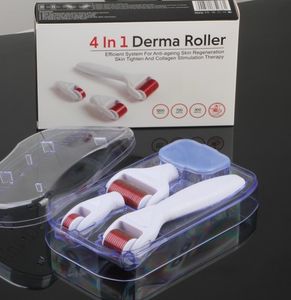 Rouleau Derma 4 en 1 Aiguilles en acier inoxydable Rouleau Derma DRS avec 3 têtes (1200 + 720 + 300 aiguilles) Kit de rouleau Derma pour l'élimination de l'acné