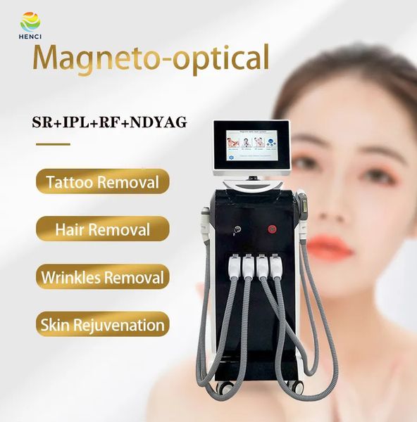 4 en 1 Cabello de funcionamiento fácil 360 Máquina de removedor de cabello Magneto Opt/IPL Láser Cabello/Nd Yag Láser Tattoo Desmontaje