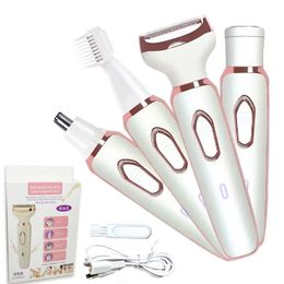 4 en 1 rasoir électrique pour femmes rasoir dame rasoir corps tondeuse pour aisselles bikini bras jambe visage moustache portable indolore 240116