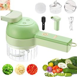 4 en 1 machine de coupe de légumes électriques portable portable portable mini-broyeur alimentaire pour le piment à l'ail céleri multifonctionnel