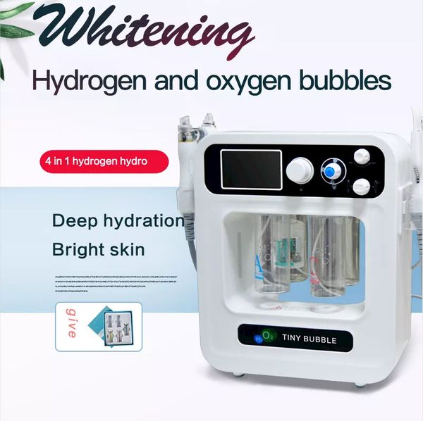 4 en 1 dermoabrasión de silicona eléctrica facial, agua con oxígeno, chorro de agua, máquina hidrofacial para pelar