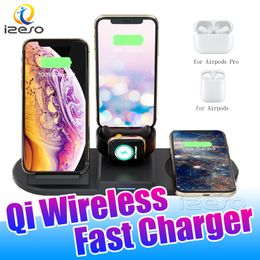 4 in 1 Fast Charging Dock Station voor Apple Watch iPhone 11 Airpods Pro 15W Qi Draadloze oplader voor Samsung S20 Ultra Izeso