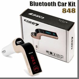 848D Coche Inalámbrico Bluetooth MP3 Transmisor FM Modulador 2.1A Kit inalámbrico Soporte Manos libres G7 con cargador de coche USB con paquete