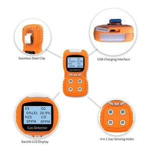 4 In 1 gasdetector CO H2S O2 Oxygen Monitor Analyzer Lek Portable brandbaar