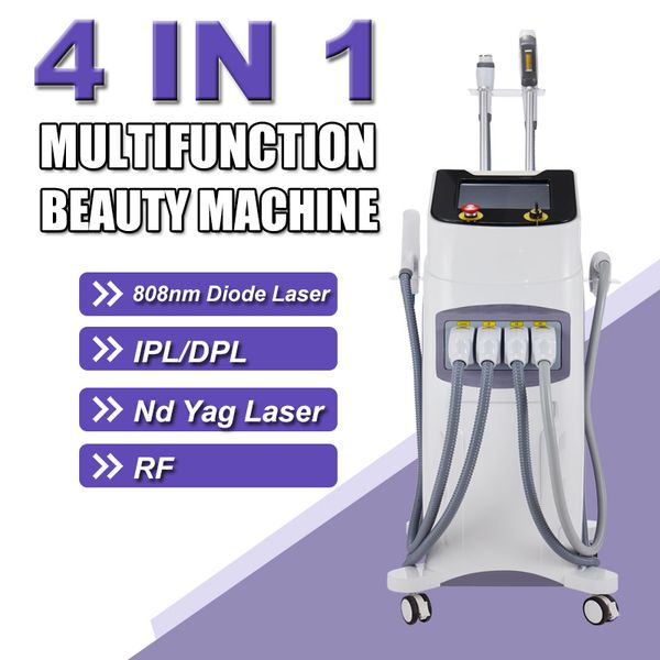 4 en 1 Machine d'épilation Opt IPL ND YAG Laser Tattoo Repoval RF multifonction beauté Black Doll Treatment Skin Care Equipment Salon Utilisation