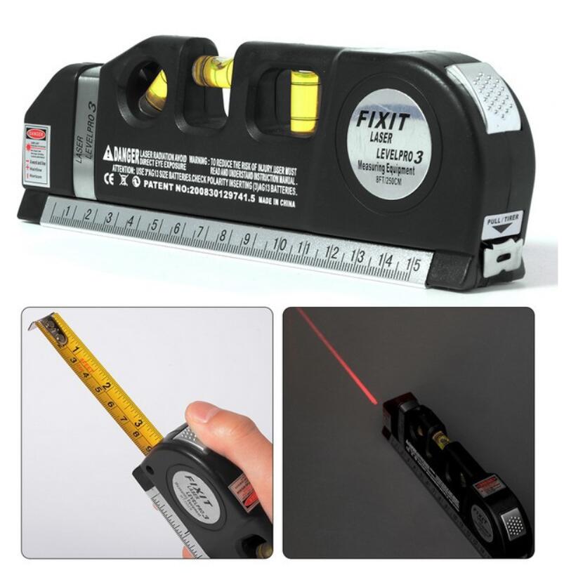 4 in 1 Infrared Laser Level Cross Line Laser Tape 2.5M Measurment Multipurpose Hand Tool