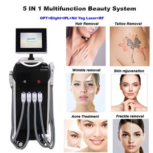 4 In 1 IPL Haarverwijderingsmachine Elight Multifunctioneel Multifunctioneel snel pijnloze RF Skin Rjuvenation ND YAG Laser Tattoo Remachine Remachine
