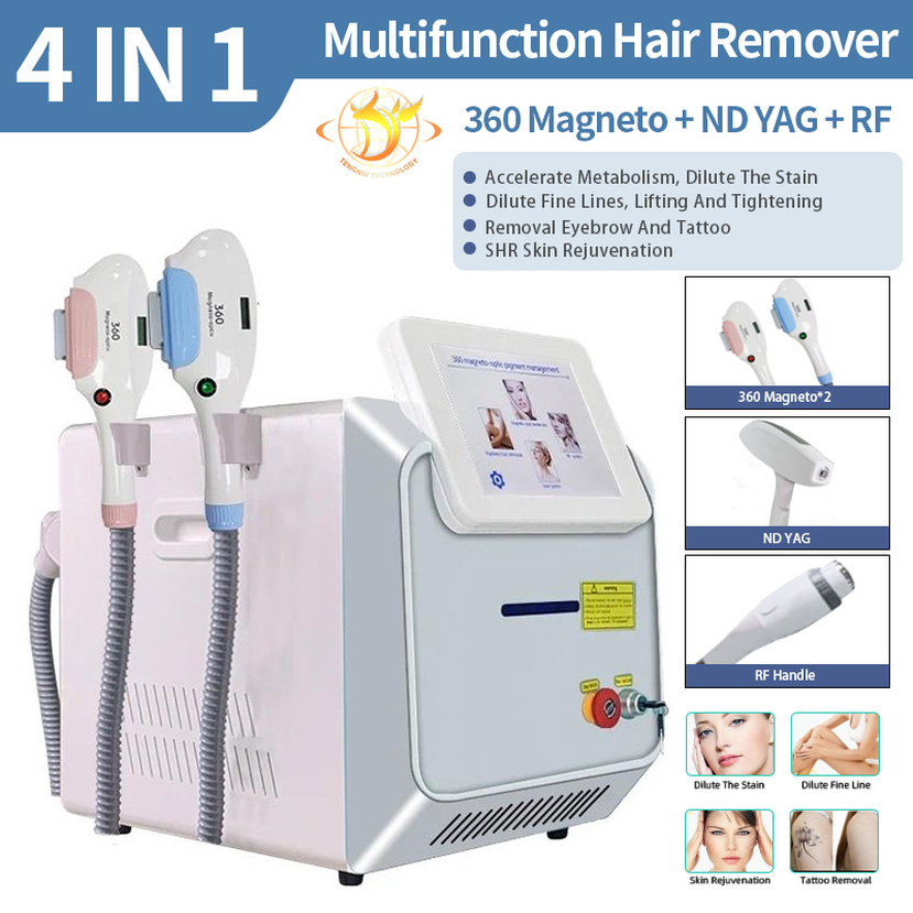 4 in 1 IPL OPT HR E-Lihght Laser machine 1064 Tattoo Removing&Hair Removal 360 Magneto Beauty203