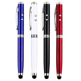 4 en 1 puntero láser LED antorcha pantalla táctil Stylus Ball Pen para iPhone para Ipad para Samsung portátil 300pcs / lot