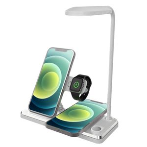 Lampe de bureau LED 4 en 1 avec chargeur sans fil Dimmable Eye-Caring Lampe de table pour iPhone X XR XS Support de charge pour téléphone portable