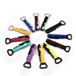 4 in 1 multi-functie flesopener antislip handvat wijnopener bierflesopener mes pulltap dubbele scharnierende kurkentrekking openers daj402