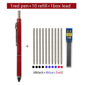 4 in 1 meerkleurige metalen pen met 3 kleuren balpenvullingen en automatische potloodstift Studenten Schoolbenodigdheden Briefpapier Multifunctionele pennen Geschenken