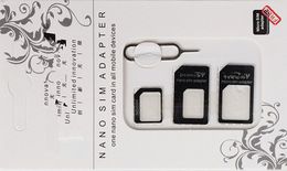 4 en 1 Carte Nano SIM vers Micro Adaptateur Standard Convertisseur Ensemble pour iPhone 5s 6 Plus Samsung Blackberry HTC LG, 100pcs 1 lot, Shippi gratuit