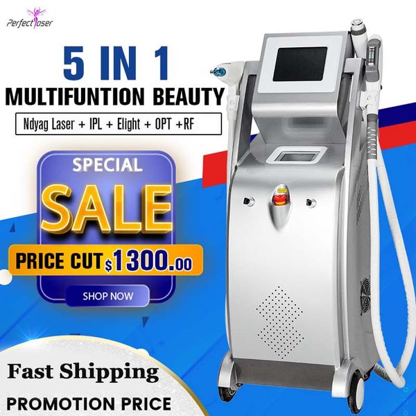 5 EN 1 Nd Yag Laser Tattoo Removal Machine Q Switched Lazer Remove Hairs Pigmentation Treatment Equipment