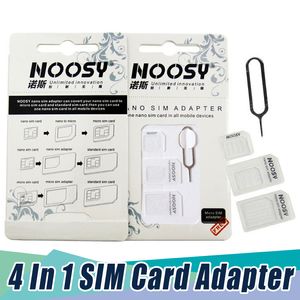 4 in 1 NOSY NANO MICRO SIM-kaartadapter Eject PIN voor iPhone XS X 8 7 6S 6 PLUS met Retail Box 1000pcs / Carton