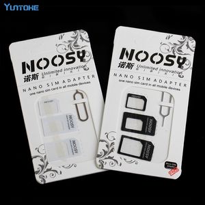 Adaptador de tarjeta Micro SIM Noosy Nano 4 en 1, Pin de expulsión para iPhone XS X 8 7 6s 6 Plus con caja de venta al por menor 3000 unids/lote