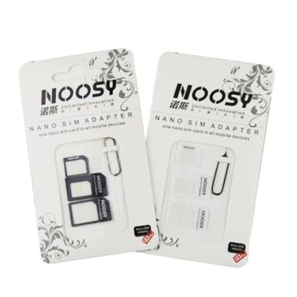 Adaptateur de carte Micro SIM Noosy Nano 4 en 1, broche d'éjection pour téléphone portable Samsung Huawei avec boîte de vente au détail