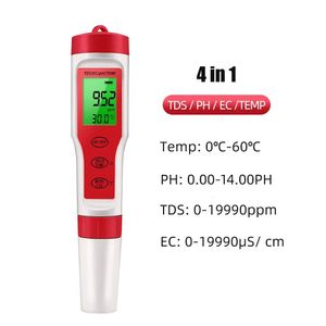 4 in 1 PH TDS EC Temperatuurmeter Digitale Waterkwaliteit Monitor Tester voor Zwembaden Drinkwater Aquaria 240320