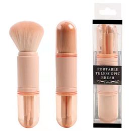 4-en-1 Portable Travel Telescopic Makeup Brush Mini Makeup Brushes Brushes à fard à paupières Brosse en poudre lâche outils de beauté