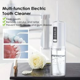 Irrigador de fio dental portátil recarregável 4 em 1, irrigador oral de 230ml, 3 modos, para homens e mulheres, cuidados diários com os dentes