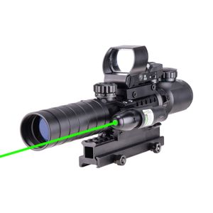 3-in-1 Rifle Scope Combo: 32mm C3-9x32EG Illuminated Rifle Scope, HD119 Reflex Red & Green Dot Sight, and Laser Sight