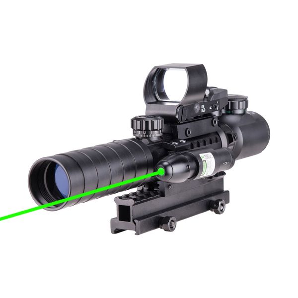 3-en-1 Rifle Scope Combo C3-9X32 EG Iluminado Rifle Scope Rangefinder HD119 Reflex Red Green Dot Sight Laser Sight