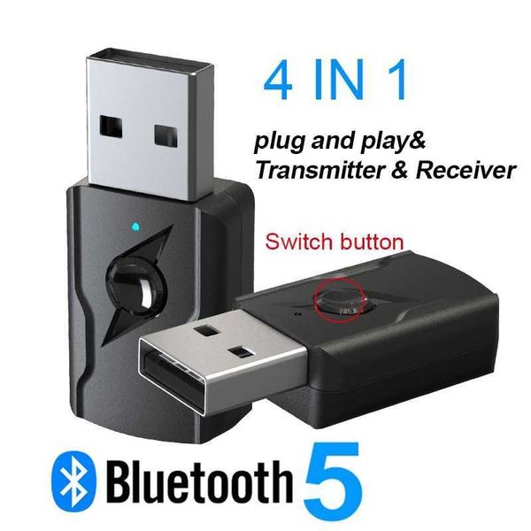 Émetteur Bluetooth USB 4 en 1 5.0 dans le récepteur Bluetooth de voiture double sortie ordinateur TV émetteur audio