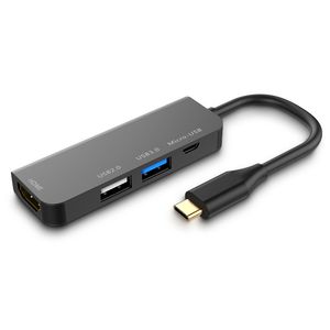 Adaptateur séparateur multi-ports 4 en 1 USB C Hub Type-C avec HDTV 1080P pour MacBook Pro 2018 2017 2016 lecteur de carte SD/Micro