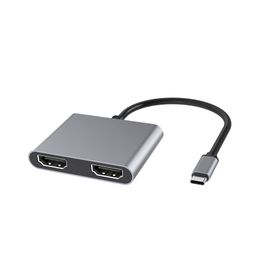 Hub USB C 4 en 1 avec affichage multi-écran, double sortie HDMI, Hub USB 3.0 haute vitesse, Station d'accueil de chargement PD type-c