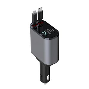 4 en 1 voiture USB Charger rapide Super Fast Charge Type C pour Adaptateur de puissance de voiture Apple Adaptateur numérique Adaptateur de tige de cigarette 86W