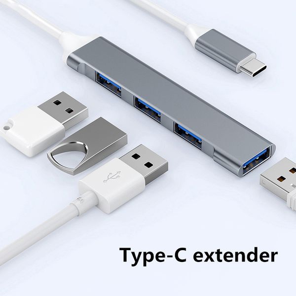 HUB USB 4 en 1, extensor USB ultradelgado de supervelocidad para Macbook, PC, ordenador, teléfono, disco duro móvil, ratón y teclado